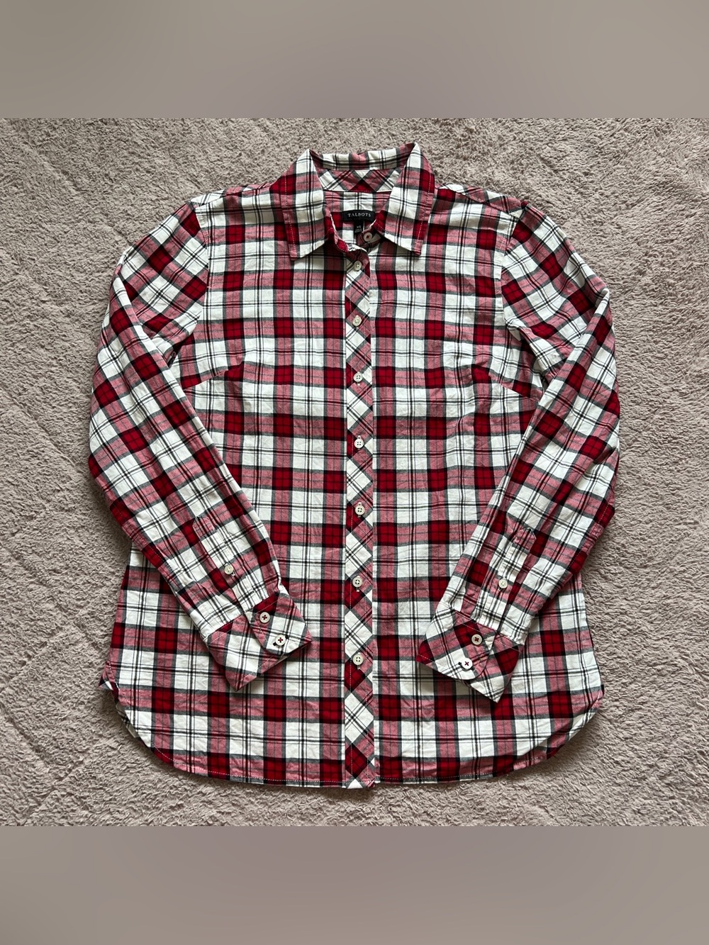 Talbots Plaid Metallic Flannel Button Down Shirt‎ Western Rodeo Peasant Sz XS